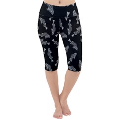 Vintage Fish Skeleton Pattern  Lightweight Velour Cropped Yoga Leggings