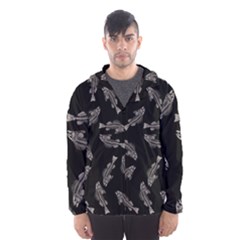 Vintage Fish Skeleton Pattern  Hooded Windbreaker (men)