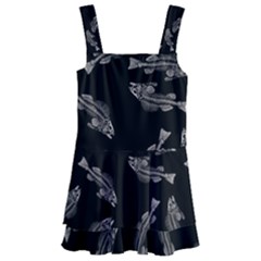 Vintage Fish Skeleton Pattern  Kids  Layered Skirt Swimsuit