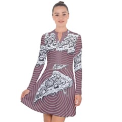 Pop Art Pizza Long Sleeve Panel Dress