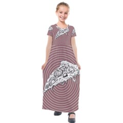 Pop Art Pizza Kids  Short Sleeve Maxi Dress