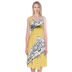 Pop Art Pizza Midi Sleeveless Dress by Valentinaart