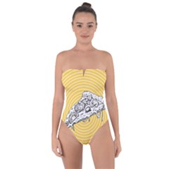 Pop Art Pizza Tie Back One Piece Swimsuit by Valentinaart