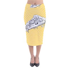 Pop Art Pizza Velvet Midi Pencil Skirt by Valentinaart