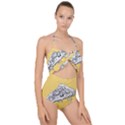 Pop art pizza Scallop Top Cut Out Swimsuit View1