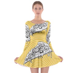 Pop Art Pizza Long Sleeve Skater Dress