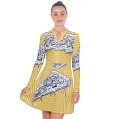 Pop Art Pizza Long Sleeve Panel Dress