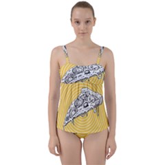 Pop Art Pizza Twist Front Tankini Set by Valentinaart