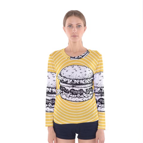 Pop Art Hamburger  Women s Long Sleeve Tee by Valentinaart