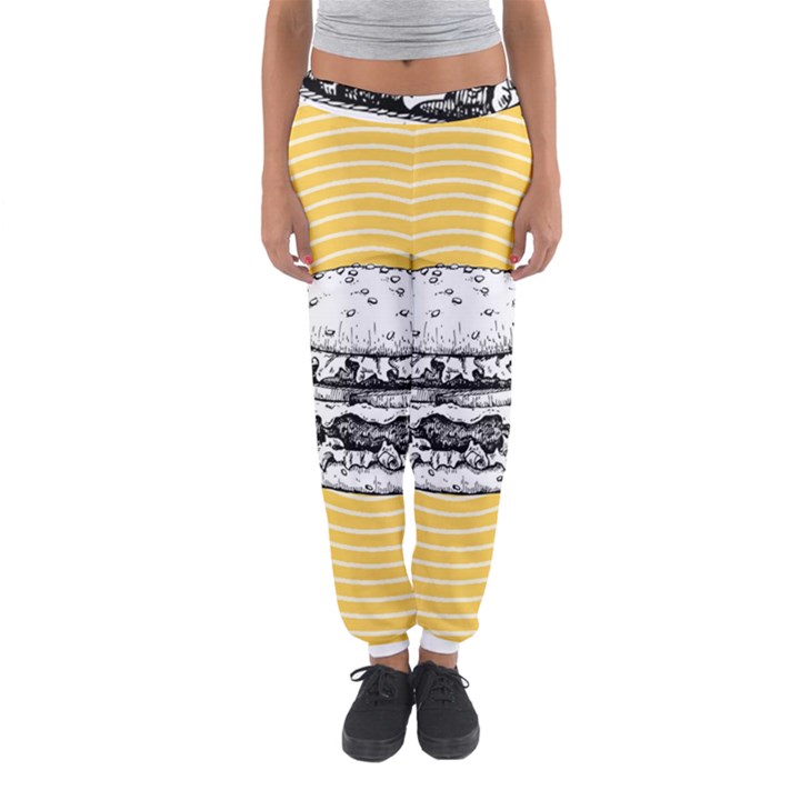 Pop art Hamburger  Women s Jogger Sweatpants