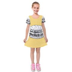 Pop Art Hamburger  Kids  Short Sleeve Velvet Dress