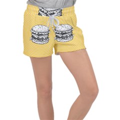 Pop Art Hamburger  Women s Velour Lounge Shorts