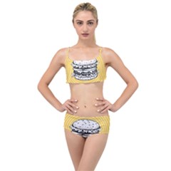 Pop Art Hamburger  Layered Top Bikini Set