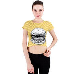 Pop Art Hamburger  Crew Neck Crop Top by Valentinaart