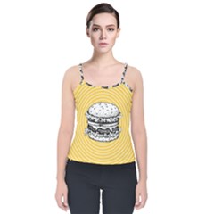 Pop Art Hamburger  Velvet Spaghetti Strap Top by Valentinaart