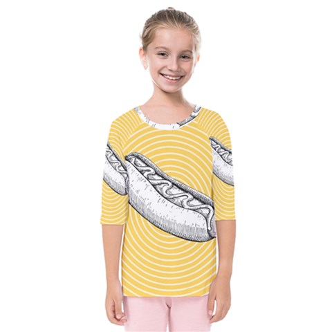 Pop Art Hot Dog Kids  Quarter Sleeve Raglan Tee by Valentinaart