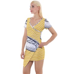 Pop Art Hot Dog Short Sleeve Asymmetric Mini Dress by Valentinaart