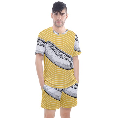 Pop Art Hot Dog Men s Mesh Tee And Shorts Set by Valentinaart