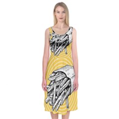 Pop Art French Fries Midi Sleeveless Dress by Valentinaart