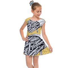 Pop Art French Fries Kids Cap Sleeve Dress by Valentinaart