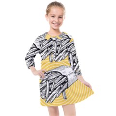 Pop Art French Fries Kids  Quarter Sleeve Shirt Dress