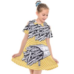 Pop Art French Fries Kids  Short Sleeve Shirt Dress