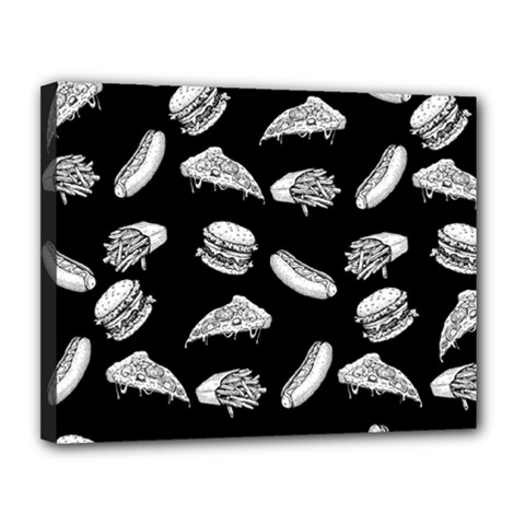 Fast Food Pattern Canvas 14  X 11  (stretched) by Valentinaart