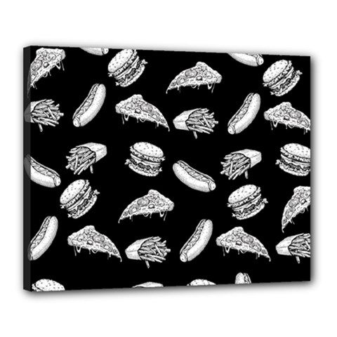 Fast Food Pattern Canvas 20  X 16  (stretched) by Valentinaart