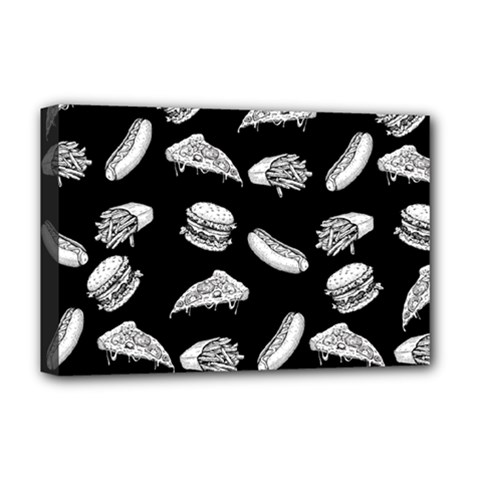 Fast Food Pattern Deluxe Canvas 18  X 12  (stretched) by Valentinaart