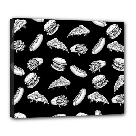 Fast Food Pattern Deluxe Canvas 24  X 20  (stretched) by Valentinaart