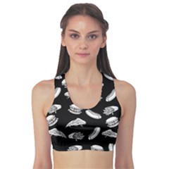 Fast Food Pattern Sports Bra by Valentinaart