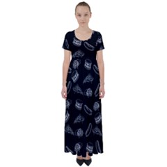 Fast Food Pattern High Waist Short Sleeve Maxi Dress