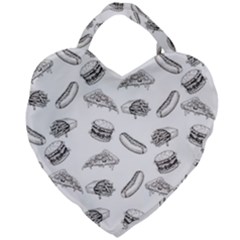 Fast Food Pattern Giant Heart Shaped Tote