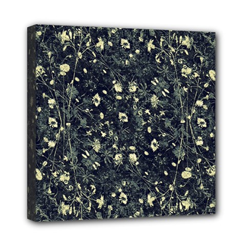 Dark Floral Collage Pattern Mini Canvas 8  X 8  (stretched) by dflcprints