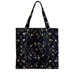 Dark Floral Collage Pattern Zipper Grocery Tote Bag by dflcprints