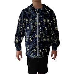 Dark Floral Collage Pattern Hooded Windbreaker (kids)