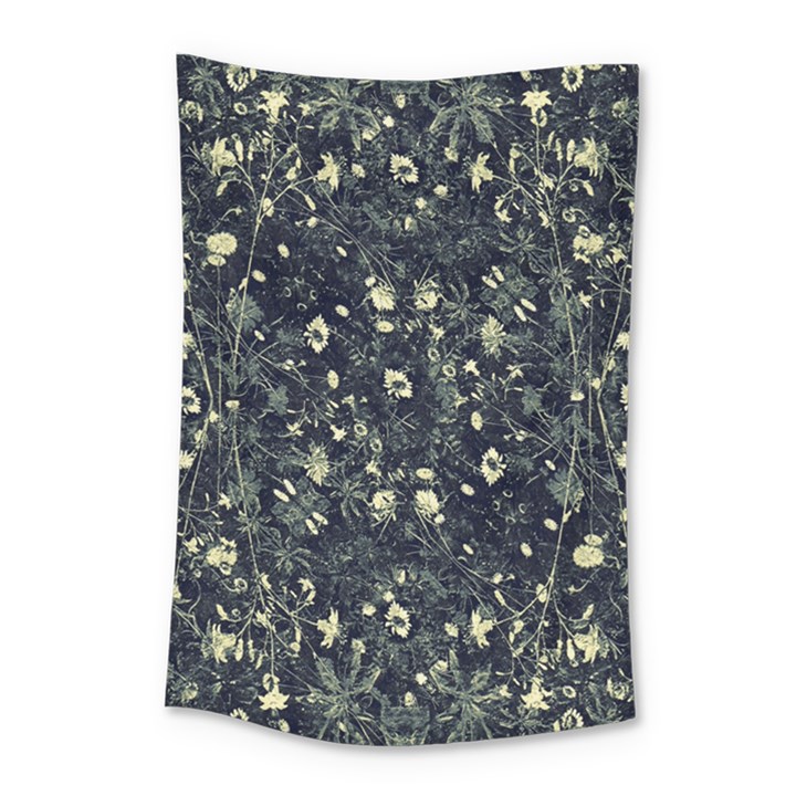 Dark Floral Collage Pattern Small Tapestry