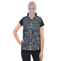 Dark Floral Collage Pattern Women s Button Up Vest