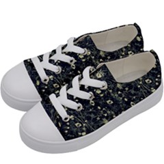 Dark Floral Collage Pattern Kids  Low Top Canvas Sneakers by dflcprints