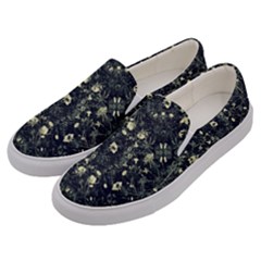 Dark Floral Collage Pattern Men s Canvas Slip Ons by dflcprints