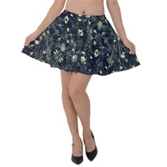 Dark Floral Collage Pattern Velvet Skater Skirt