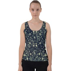 Dark Floral Collage Pattern Velvet Tank Top by dflcprints