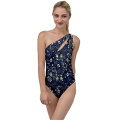 Dark Floral Collage Pattern To One Side Swimsuit by dflcprints