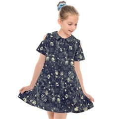 Dark Floral Collage Pattern Kids  Short Sleeve Shirt Dress by dflcprints