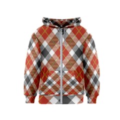 Smart Plaid Warm Colors Kids  Zipper Hoodie by ImpressiveMoments