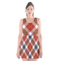 Smart Plaid Warm Colors Scoop Neck Skater Dress by ImpressiveMoments