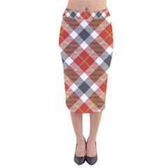 Smart Plaid Warm Colors Velvet Midi Pencil Skirt by ImpressiveMoments