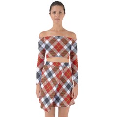 Smart Plaid Warm Colors Off Shoulder Top With Skirt Set by ImpressiveMoments