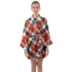 Smart Plaid Warm Colors Long Sleeve Kimono Robe by ImpressiveMoments