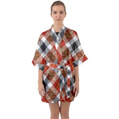 Smart Plaid Warm Colors Quarter Sleeve Kimono Robe by ImpressiveMoments